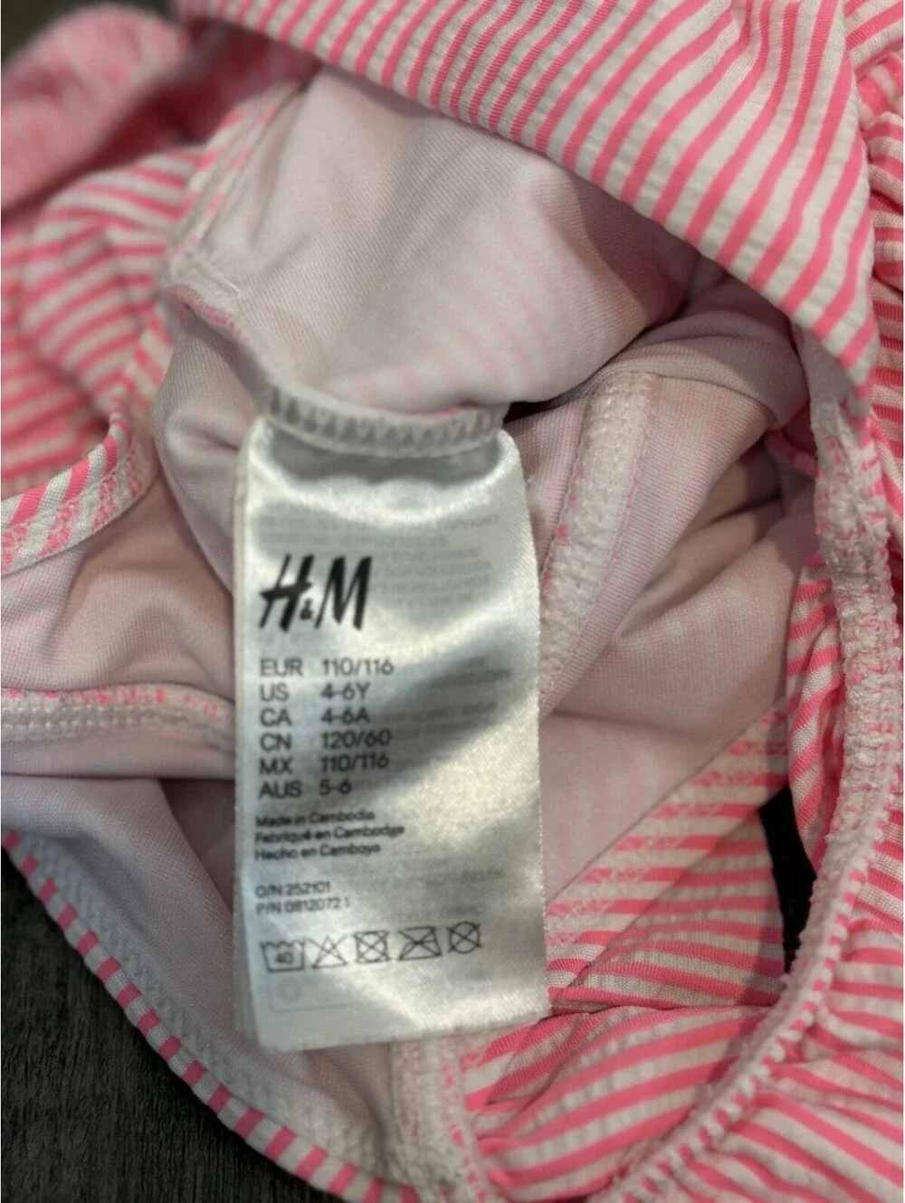 H&M Bathing Swimming Suit 4-6Y Girls Pink Stripe New Sear Sucker